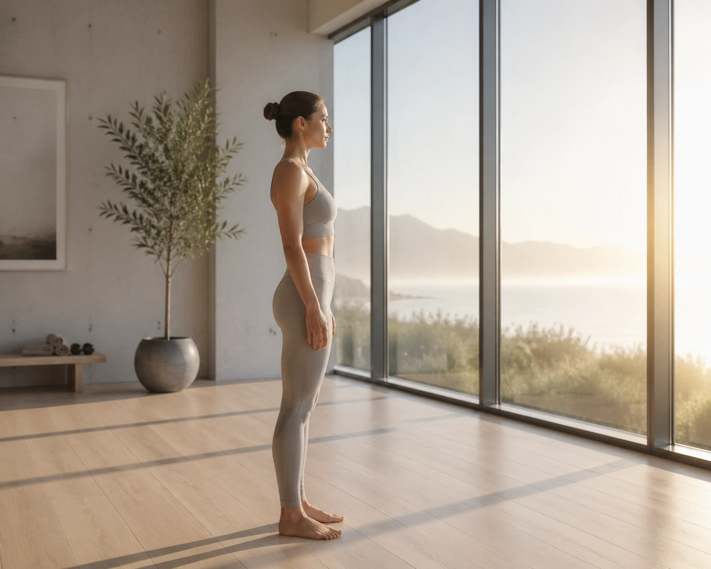 A person standing with a balanced, healthy posture to maintain long-term sciatica relief.