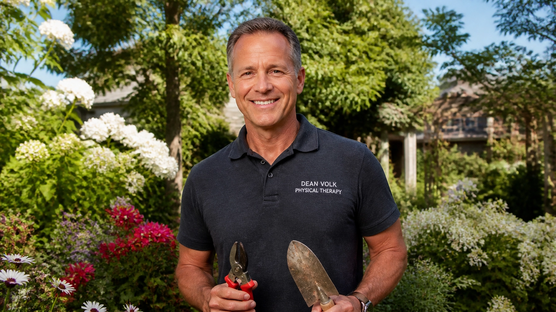 Dean Volk in a garden setting