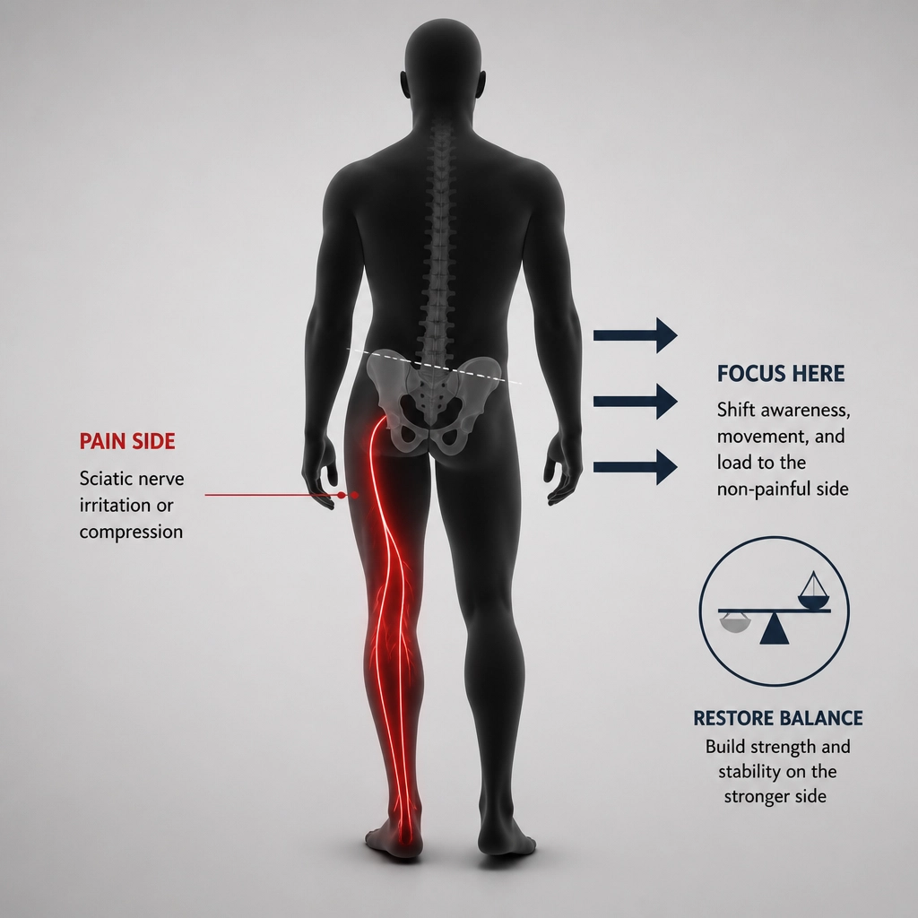 Illustration showing body imbalance and the 180 degree focus