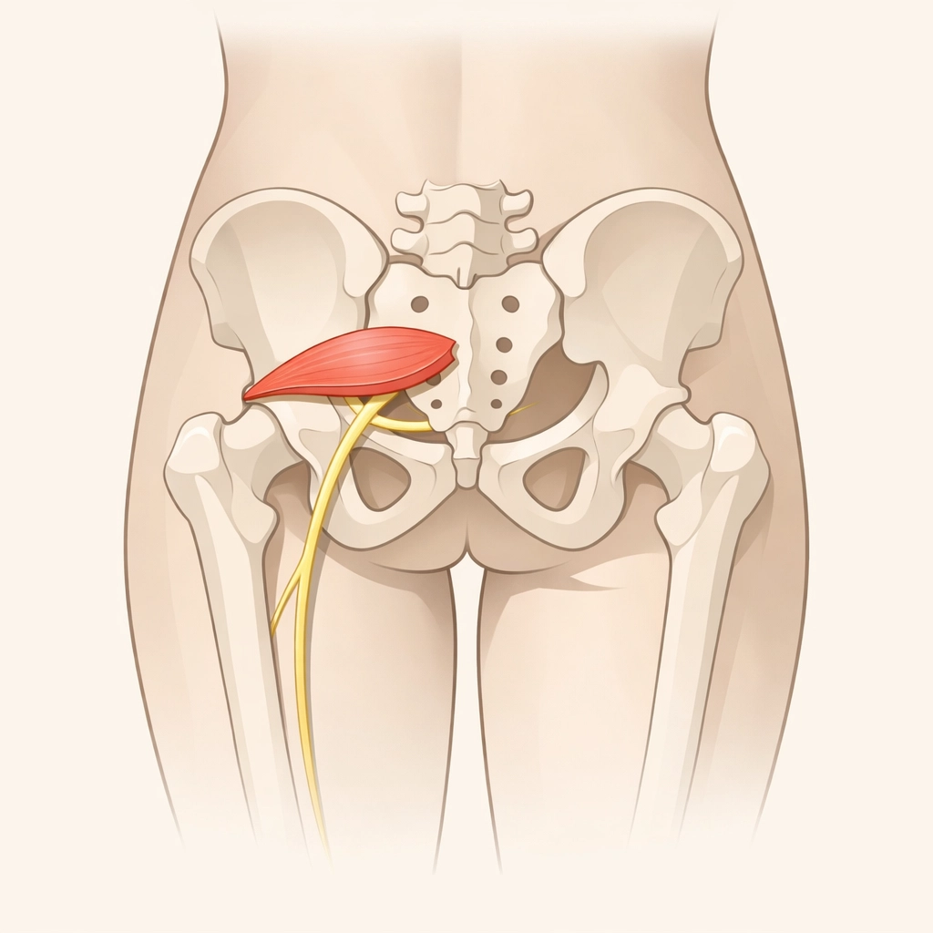 Piriformis muscle and sciatic nerve anatomy in hip and buttock area
