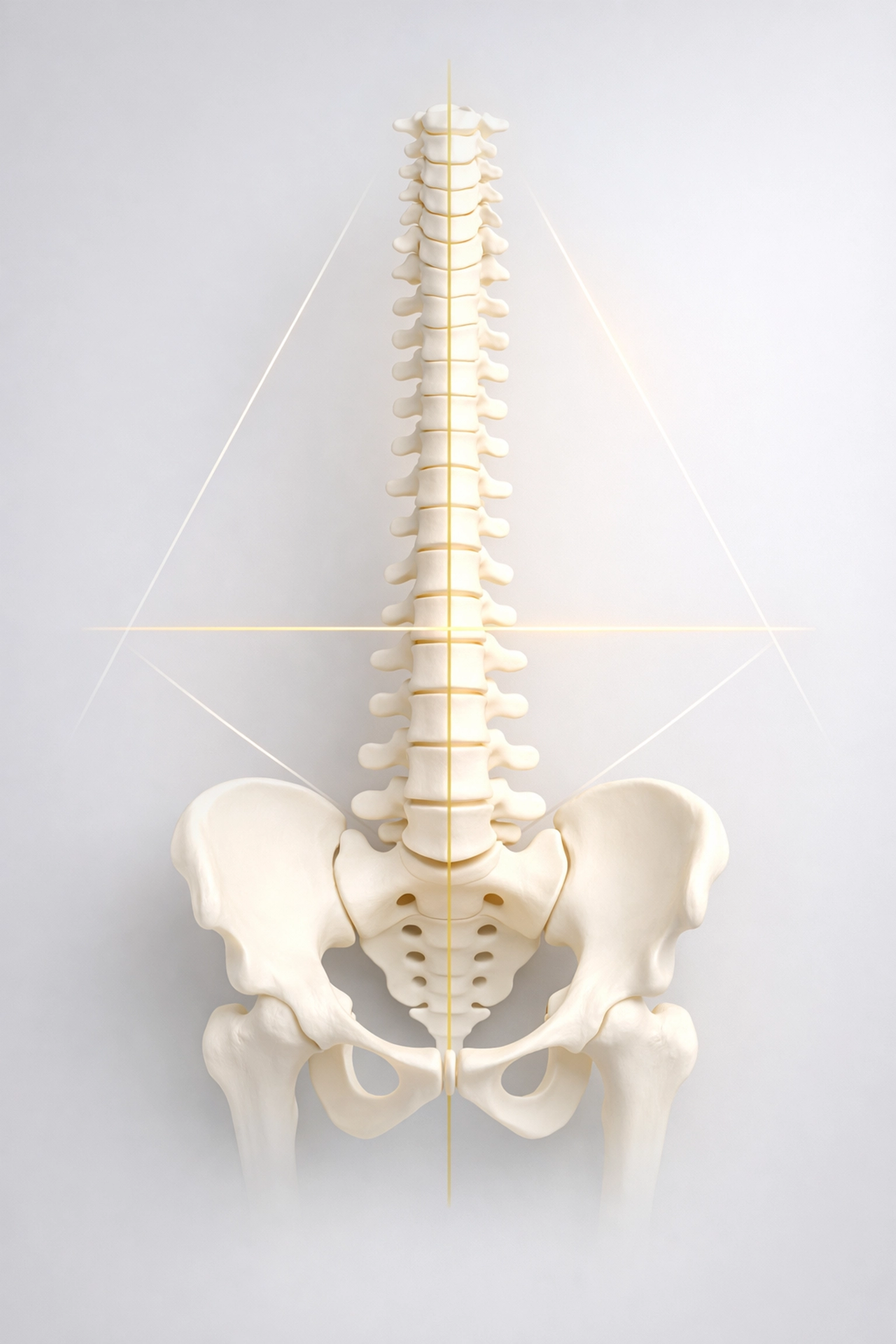 Balanced spine and pelvis alignment demonstrating proper structural correction for sciatica relief