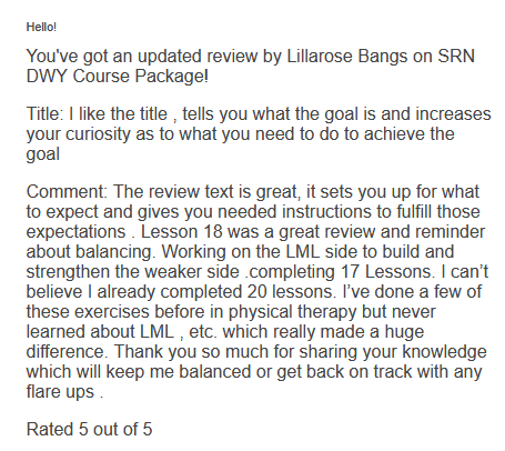 Screenshot of a client testimonial