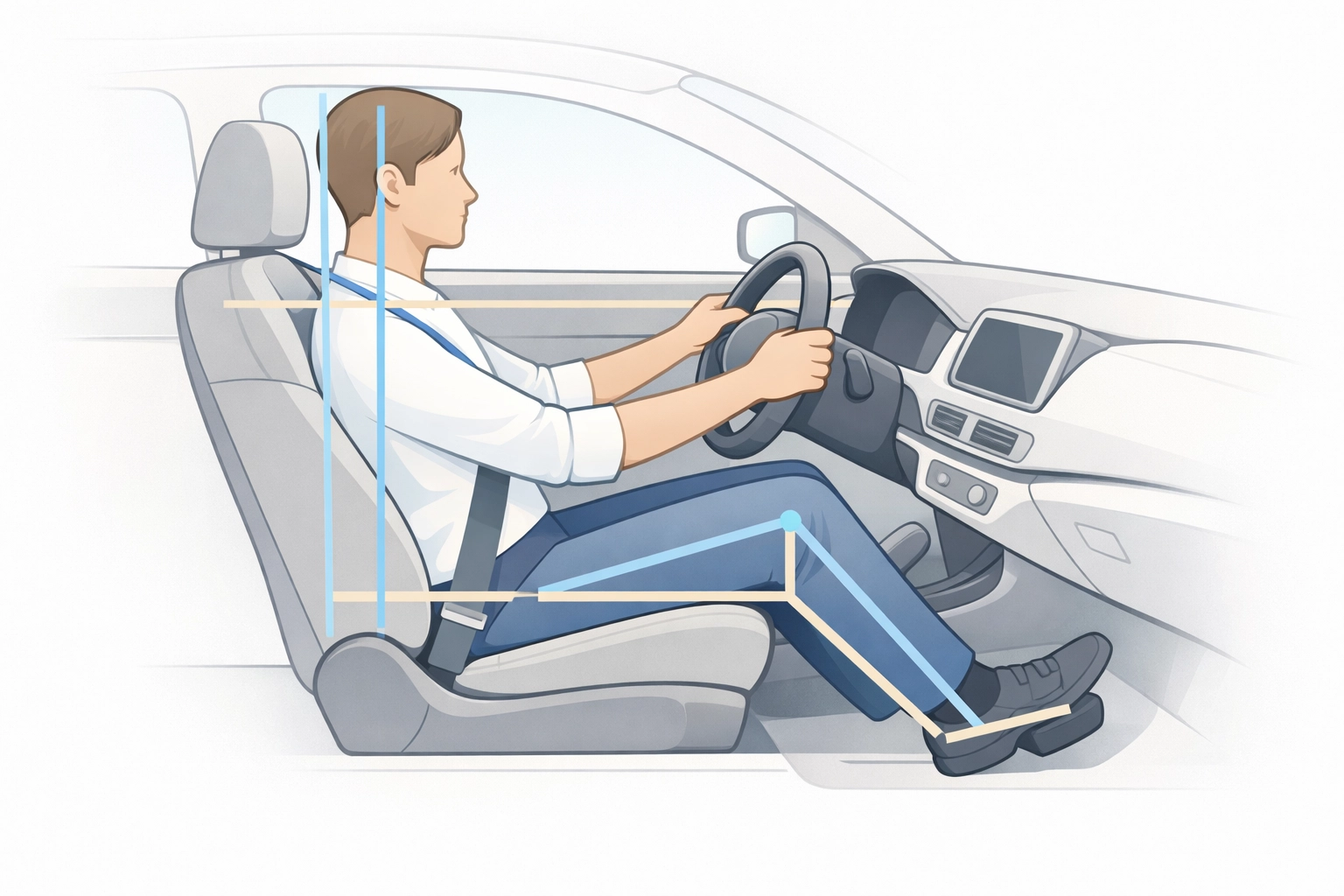 Proper ergonomic driving posture and seat positioning for sciatica-free road trips