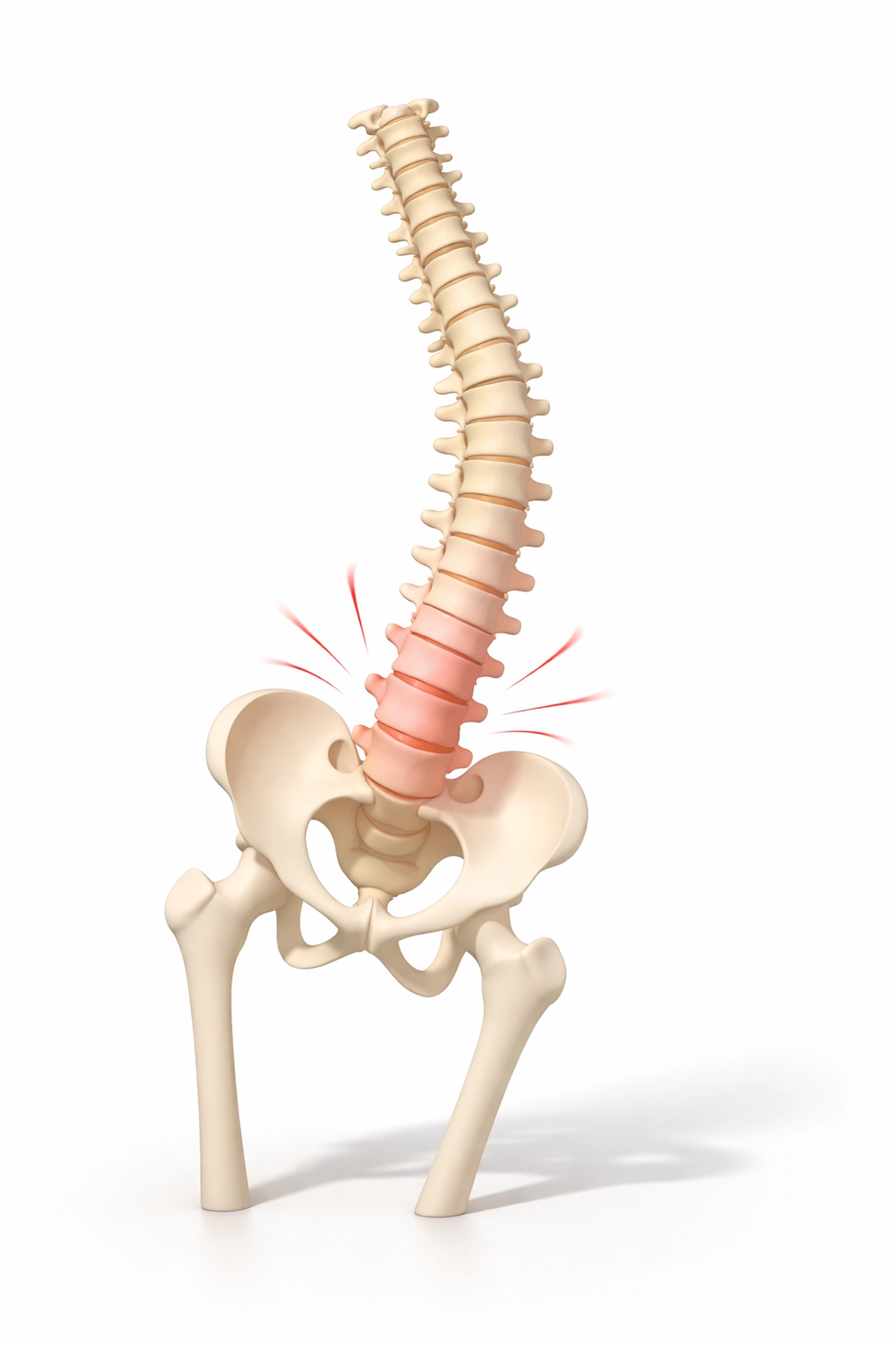 Spinal and pelvic imbalance illustration showing how misalignment causes sciatica pain