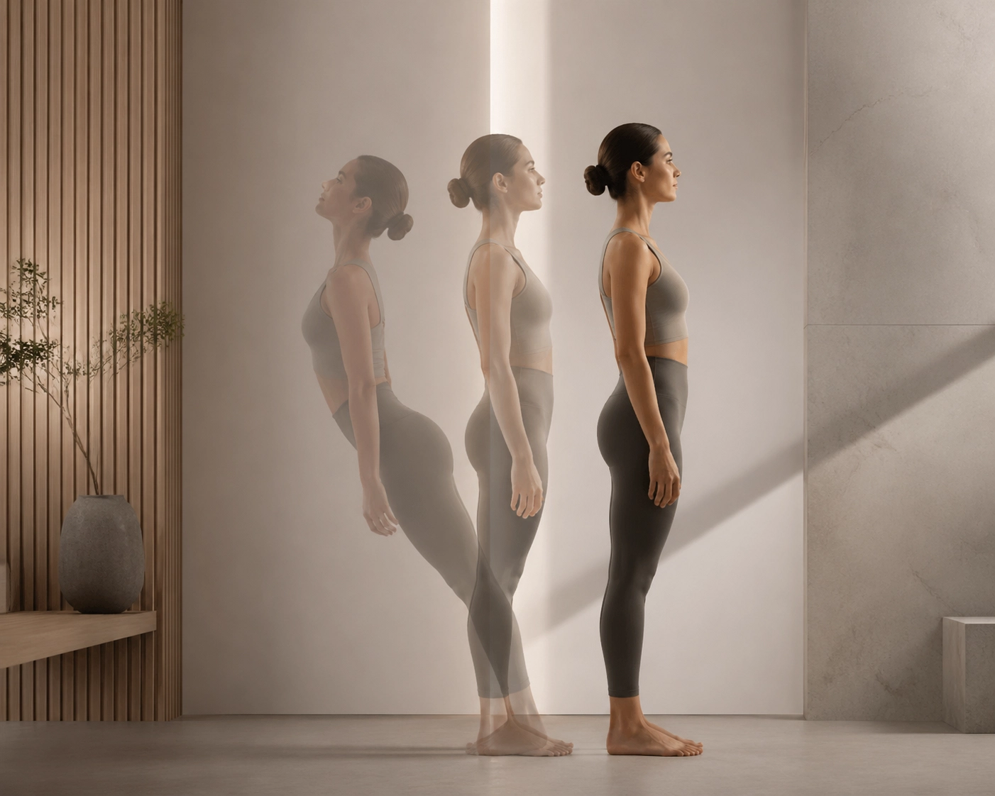 A person aligning their spine through body balancing movements to relieve pressure on the sciatic nerve.