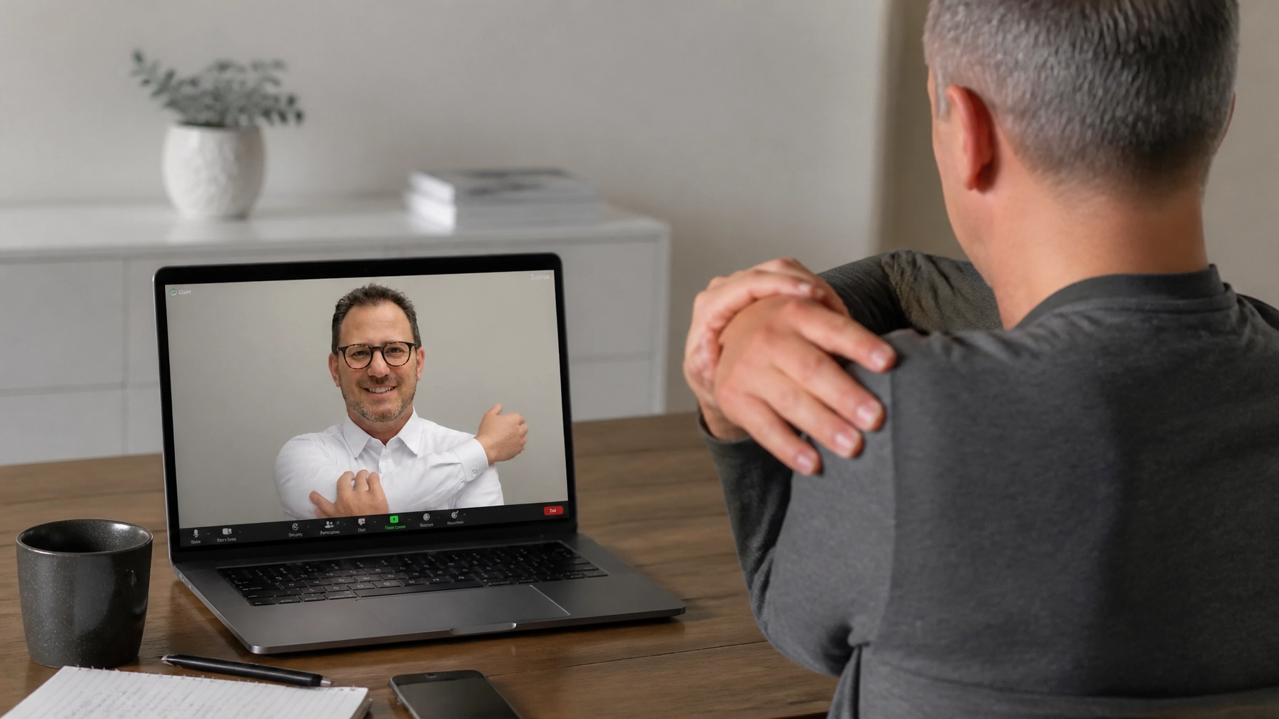 Dean Volk coaching a client virtually in the Sciatica Proof Lab