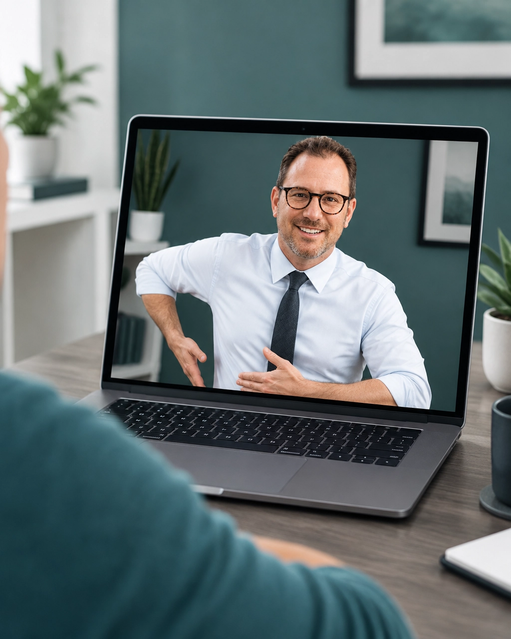 Dean Volk coaching a client through body balancing during a one-on-one virtual session